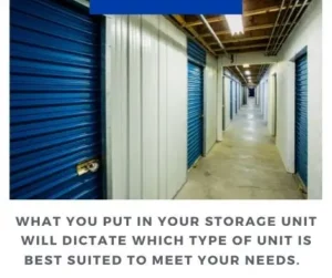 What you put in your storage unit will dictate which type of unit is best suited to meet your needs.